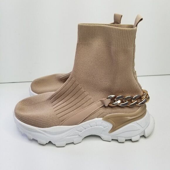 Yoki Women's Sock Sneakers Size 10 Tan Pull On - Picture 4 of 10